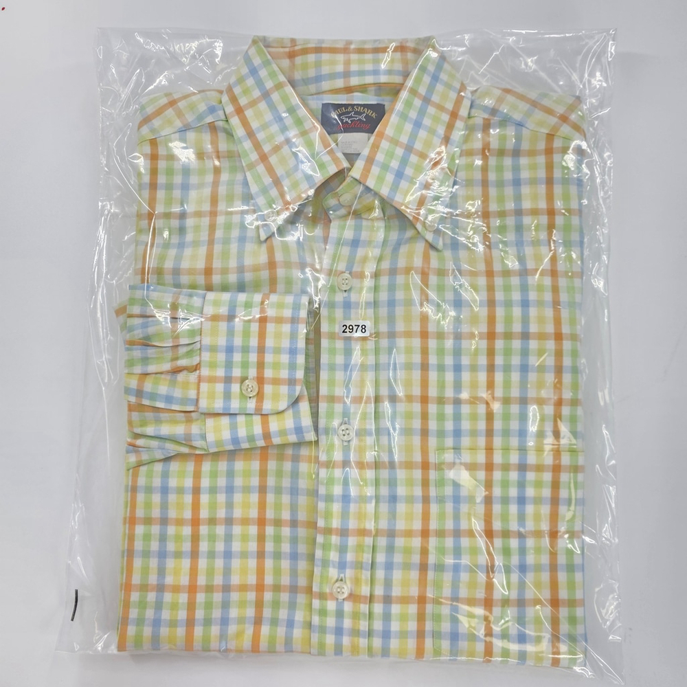 Quiet Luxury Paul & Shark Button Down Shirt Men L Plaid Italian Cotton - Picture 12 of 12